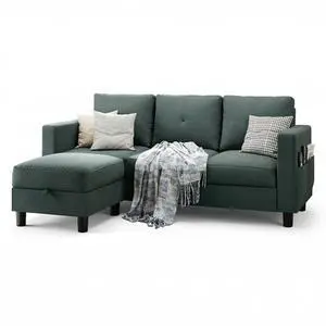 Convertible L-Shaped Sectional Couches for Living Room, Space-Saving 3-Seat Couch for Small Apartments & Living Rooms, Linen Fabric, Dark Grey Convertible L-Shaped Sectional Couches for Living Room, Space-Saving 3-Seat Couch for Small Apartments & Living Rooms, Linen Fabric, Dark Grey
