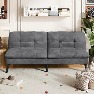 Futon Sofa Bed Velvet Futon Couch with Adjustable Backrest, Small Convertible Folding Sleeper Sofa Bed, Modern Loveseat for Living Room, Bedroom and Small Space, (Gray) Futon Sofa Bed Velvet Futon Couch with Adjustable Backrest, Small Convertible Folding Sleeper Sofa Bed, Modern Loveseat for Living Room, Bedroom and Small Space, (Gray)