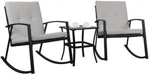 3 Pieces Patio Set Outdoor Patio Furniture Sets Modern Rocking Bistro Set Chair Conversation Sets 3 Pieces Patio Set Outdoor Patio Furniture Sets Modern Rocking Bistro Set Chair Conversation Sets