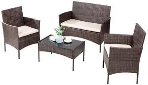 4 Pieces Outdoor Patio Furniture Sets Rattan Chair Wicker Set,Outdoor Indoor Use Backyard Porch Garden Poolside Balcony Furniture 4 Pieces Outdoor Patio Furniture Sets Rattan Chair Wicker Set,Outdoor Indoor Use Backyard Porch Garden Poolside Balcony Furniture