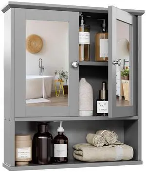 Bathroom Cabinet with Mirror, Bathroom Wall Cabinet with Open Shelf, Bathroom Mirror Cabinet Wall Mounted, Over Toilet Medicine Cabinets for Bathroom Laundry Room Kitchen, Grey Bathroom Cabinet with Mirror, Bathroom Wall Cabinet with Open Shelf, Bathroom Mirror Cabinet Wall Mounted, Over Toilet Medicine Cabinets for Bathroom Laundry Room Kitchen, Grey