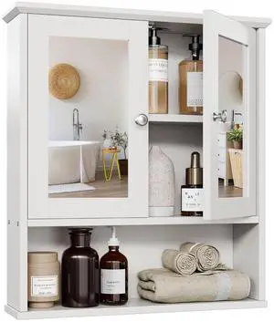 Bathroom Cabinet with Mirror, Bathroom Wall Cabinet with Open Shelf, Bathroom Mirror Cabinet Wall Mounted, Over Toilet Medicine Cabinets for Bathroom Laundry Room Kitchen, White Bathroom Cabinet with Mirror, Bathroom Wall Cabinet with Open Shelf, Bathroom Mirror Cabinet Wall Mounted, Over Toilet Medicine Cabinets for Bathroom Laundry Room Kitchen, White