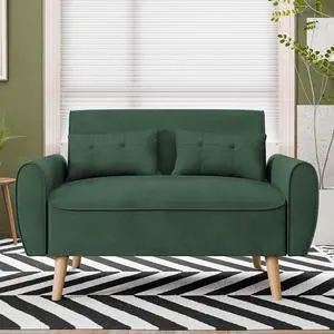 47" Small Modern Loveseat Sofa, Mid Century Linen Fabric 2-Seat Sofa Couch Tufted Love Seat with Back Cushions and Tapered Legs for Living Room, Bedroom and Small Space (Green) 47" Small Modern Loveseat Sofa, Mid Century Linen Fabric 2-Seat Sofa Couch Tufted Love Seat with Back Cushions and Tapered Legs for Living Room, Bedroom and Small Space (Green)