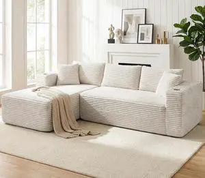 103" Boneless Sectional Couches for Living Room, L-Shaped Chaise Modular Cloud Couch with Cup Holders on Armrests, Plush Corduroy Comfy Sofa with Memory Foam, No Assembly Required (Beige) 103" Boneless Sectional Couches for Living Room, L-Shaped Chaise Modular Cloud Couch with Cup Holders on Armrests, Plush Corduroy Comfy Sofa with Memory Foam, No Assembly Required (Beige)