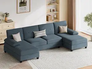 Sectional Couches for Living Room, U-Shaped Sofa with Chaise, 4-seat Large Sectional Modern Couch for Living Room, Apartment (Gray) Sectional Couches for Living Room, U-Shaped Sofa with Chaise, 4-seat Large Sectional Modern Couch for Living Room, Apartment (Gray)