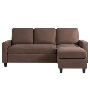 Convertible Sectional Sofa Couch, L-Shaped Couch with Reversible Chaise, 3-Seater Upholstered Sofa Sectional for Small Space Living Room, Bedroom or Office(Brown) Convertible Sectional Sofa Couch, L-Shaped Couch with Reversible Chaise, 3-Seater Upholstered Sofa Sectional for Small Space Living Room, Bedroom or Office(Brown)