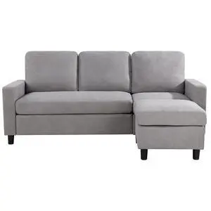 Convertible Sectional Sofa Couch, L-Shaped Couch with Reversible Chaise, 3-Seater Upholstered Sofa Sectional for Small Space Living Room, Bedroom or Office(Light Gray) Convertible Sectional Sofa Couch, L-Shaped Couch with Reversible Chaise, 3-Seater Upholstered Sofa Sectional for Small Space Living Room, Bedroom or Office(Light Gray)