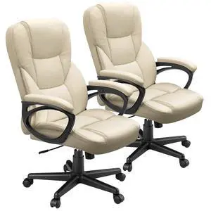 Office Executive Chair High Back Adjustable Managerial Home Desk Chair, Swivel Computer PU Leather Chair with Lumbar Support (2, Khaki) Office Executive Chair High Back Adjustable Managerial Home Desk Chair, Swivel Computer PU Leather Chair with Lumbar Support (2, Khaki)