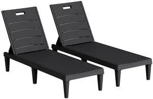 Patio Chaise Lounge Chairs Set of 2, Outdoor Lightweight Lounge Chairs, 5 Position Adjustments Backrest for Outside Pool, Garden, Patio and Beach, Black Patio Chaise Lounge Chairs Set of 2, Outdoor Lightweight Lounge Chairs, 5 Position Adjustments Backrest for Outside Pool, Garden, Patio and Beach, Black