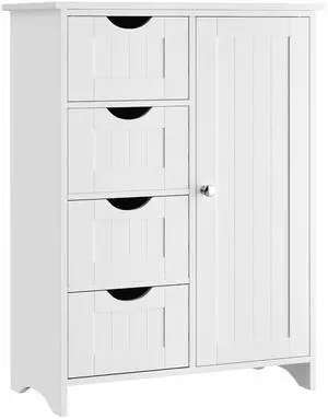 Bathroom Storage Cabinet, Floor Cabinet with 4 Drawers and 1 Adjustable Shelf, Storage Oragnizer for Living Room, Kitchen, Bathroom (White) Bathroom Storage Cabinet, Floor Cabinet with 4 Drawers and 1 Adjustable Shelf, Storage Oragnizer for Living Room, Kitchen, Bathroom (White)