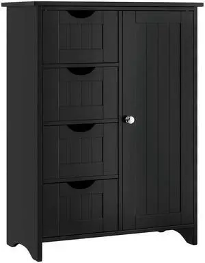 Bathroom Storage Cabinet, Floor Cabinet with 4 Drawers and 1 Adjustable Shelf, Storage Oragnizer for Living Room, Kitchen, Bathroom (Black) Bathroom Storage Cabinet, Floor Cabinet with 4 Drawers and 1 Adjustable Shelf, Storage Oragnizer for Living Room, Kitchen, Bathroom (Black)