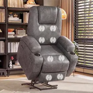 Power Lift Recliner Chair Electric Lift Recliner for Elderly Power Lift Recliner Chair with Cup Holders Side Pockets for Living Room (Leathaire, Light Gray) Power Lift Recliner Chair Electric Lift Recliner for Elderly Power Lift Recliner Chair with Cup Holders Side Pockets for Living Room (Leathaire, Light Gray)