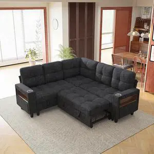83" Sectional Sleeper Sofa with Storage Chaise, Pull Out Couch Modular Sofa Bed with USB Charging, LED lighting & Cup Holder, Chenille L shaped Sofa Couches for Living Room (Grey, Sleeper Sofa-2) 83" Sectional Sleeper Sofa with Storage Chaise, Pull Out Couch Modular Sofa Bed with USB Charging, LED lighting & Cup Holder, Chenille L shaped Sofa Couches for Living Room (Grey, Sleeper Sofa-2)