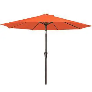 Outdoor Patio Umbrella 9FT Outdoor Table Umbrella with Push Button Tilt and Crank, Market Umbrellas 8 Sturdy Ribs UV Protection Waterproof for Garden, Deck, Pool (Red Orange) Outdoor Patio Umbrella 9FT Outdoor Table Umbrella with Push Button Tilt and Crank, Market Umbrellas 8 Sturdy Ribs UV Protection Waterproof for Garden, Deck, Pool (Red Orange)