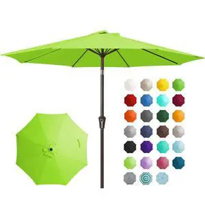 9FT Outdoor Patio Umbrella Outdoor Table Umbrella with Push Button Tilt and Crank, Market Umbrella 8 Sturdy Ribs UV Protection Waterproof for Garden, Deck, Backyard, Pool (Apple Green) 9FT Outdoor Patio Umbrella Outdoor Table Umbrella with Push Button Tilt and Crank, Market Umbrella 8 Sturdy Ribs UV Protection Waterproof for Garden, Deck, Backyard, Pool (Apple Green)