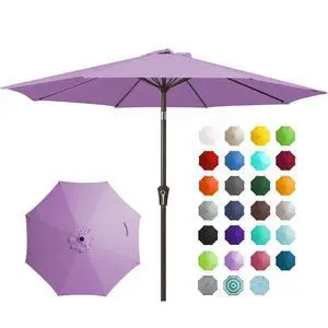 9FT Outdoor Patio Umbrella Outdoor Table Umbrella with Push Button Tilt and Crank, Market Umbrella 8 Sturdy Ribs UV Protection Waterproof for Garden, Deck, Backyard, Pool (Taro Purple) 9FT Outdoor Patio Umbrella Outdoor Table Umbrella with Push Button Tilt and Crank, Market Umbrella 8 Sturdy Ribs UV Protection Waterproof for Garden, Deck, Backyard, Pool (Taro Purple)