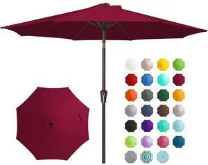 9FT Outdoor Patio Umbrella Outdoor Table Umbrella with Push Button Tilt and Crank, Market Umbrella 8 Sturdy Ribs UV Protection Waterproof for Garden, Deck, Backyard, Pool (Brick Red) 9FT Outdoor Patio Umbrella Outdoor Table Umbrella with Push Button Tilt and Crank, Market Umbrella 8 Sturdy Ribs UV Protection Waterproof for Garden, Deck, Backyard, Pool (Brick Red)