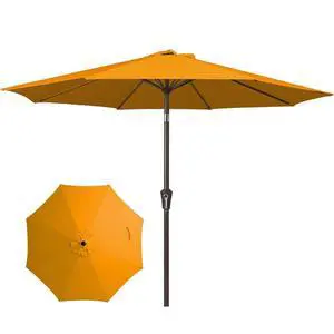 9FT Outdoor Patio Umbrella Outdoor Table Umbrellas with Push Button Tilt and Crank, Market Umbrella 8 Sturdy Ribs UV Protection Waterproof for Garden, Deck, Backyard, Pool (Sun Orange) 9FT Outdoor Patio Umbrella Outdoor Table Umbrellas with Push Button Tilt and Crank, Market Umbrella 8 Sturdy Ribs UV Protection Waterproof for Garden, Deck, Backyard, Pool (Sun Orange)