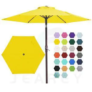 7.5FT Patio Umbrella Market Table Umbrella with 6 Sturdy Ribs, Push Button Tilt/Crank Outdoor Umbrella for Garden, Deck, Backyard, Pool and Beach,Yellow 7.5FT Patio Umbrella Market Table Umbrella with 6 Sturdy Ribs, Push Button Tilt/Crank Outdoor Umbrella for Garden, Deck, Backyard, Pool and Beach,Yellow