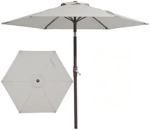 7.5FT Patio Umbrella Market Table Umbrella with 6 Sturdy Ribs, Push Button Tilt/Crank Outdoor Umbrella for Garden, Deck, Backyard, Pool and Beach,Light Grey 7.5FT Patio Umbrella Market Table Umbrella with 6 Sturdy Ribs, Push Button Tilt/Crank Outdoor Umbrella for Garden, Deck, Backyard, Pool and Beach,Light Grey