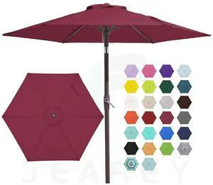 7.5FT Patio Umbrella Market Table Umbrella with 6 Sturdy Ribs, Push Button Tilt/Crank Outdoor Umbrella for Garden, Deck, Backyard, Pool and Beach,Burgundy 7.5FT Patio Umbrella Market Table Umbrella with 6 Sturdy Ribs, Push Button Tilt/Crank Outdoor Umbrella for Garden, Deck, Backyard, Pool and Beach,Burgundy