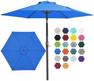 7.5FT Patio Umbrella Outdoor Market Umbrella with 6 Sturdy Ribs, Push Button Tilt/Crank Table Umbrella for Garden, Deck, Backyard and Pool, Royal Blue 7.5FT Patio Umbrella Outdoor Market Umbrella with 6 Sturdy Ribs, Push Button Tilt/Crank Table Umbrella for Garden, Deck, Backyard and Pool, Royal Blue