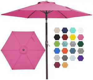 7.5FT Patio Umbrella Market Table Umbrella with 6 Sturdy Ribs, Push Button Tilt/Crank Outdoor Umbrella for Garden, Deck, Backyard, Pool and Beach,Rose Pink 7.5FT Patio Umbrella Market Table Umbrella with 6 Sturdy Ribs, Push Button Tilt/Crank Outdoor Umbrella for Garden, Deck, Backyard, Pool and Beach,Rose Pink