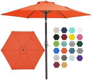 7.5FT Patio Umbrella Market Table Umbrella with 6 Sturdy Ribs, Push Button Tilt/Crank Outdoor Umbrella for Garden, Deck, Backyard, Pool and Beach,Orange 7.5FT Patio Umbrella Market Table Umbrella with 6 Sturdy Ribs, Push Button Tilt/Crank Outdoor Umbrella for Garden, Deck, Backyard, Pool and Beach,Orange