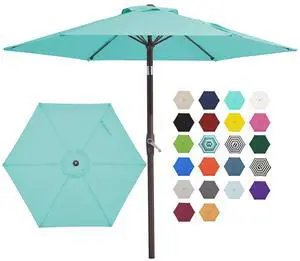 7.5FT Patio Umbrella Market Table Umbrella with 6 Sturdy Ribs, Push Button Tilt/Crank Outdoor Umbrella for Garden, Deck, Backyard, Pool, Peacock Blue 7.5FT Patio Umbrella Market Table Umbrella with 6 Sturdy Ribs, Push Button Tilt/Crank Outdoor Umbrella for Garden, Deck, Backyard, Pool, Peacock Blue
