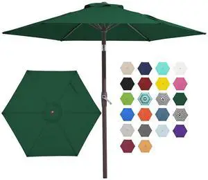 7.5FT Patio Umbrella Outdoor Market Umbrella with 6 Sturdy Ribs, Push Button Tilt/Crank Table Umbrella for Garden, Deck, Backyard and Pool, Dark Green 7.5FT Patio Umbrella Outdoor Market Umbrella with 6 Sturdy Ribs, Push Button Tilt/Crank Table Umbrella for Garden, Deck, Backyard and Pool, Dark Green