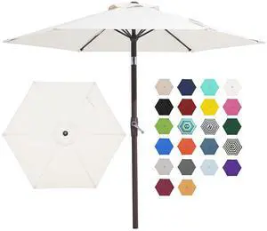 7.5FT Patio Umbrella Outdoor Market Umbrella with 6 Sturdy Ribs, Push Button Tilt/Crank Table Umbrella for Garden, Deck, Backyard and Pool, Cream White 7.5FT Patio Umbrella Outdoor Market Umbrella with 6 Sturdy Ribs, Push Button Tilt/Crank Table Umbrella for Garden, Deck, Backyard and Pool, Cream White