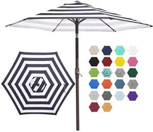 7.5FT Patio Umbrella Market Table Umbrella with 6 Sturdy Ribs, Push Button Tilt/Crank Outdoor Umbrella for Garden, Deck, Backyard, Pool, Black & White Stripe 7.5FT Patio Umbrella Market Table Umbrella with 6 Sturdy Ribs, Push Button Tilt/Crank Outdoor Umbrella for Garden, Deck, Backyard, Pool, Black & White Stripe