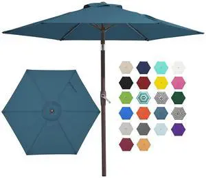 7.5FT Patio Umbrella Outdoor Market Umbrella with 6 Sturdy Ribs, Push Button Tilt/Crank Table Umbrella for Garden, Deck, Backyard and Pool, Lake Blue 7.5FT Patio Umbrella Outdoor Market Umbrella with 6 Sturdy Ribs, Push Button Tilt/Crank Table Umbrella for Garden, Deck, Backyard and Pool, Lake Blue