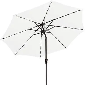 9FT Outdoor Patio Umbrella with Solar Lights, LED Lighted Pool Umbrella with Tilt and Crank, Outdoor Table Umbrellas for Deck, Yard & Market (Cream White) 9FT Outdoor Patio Umbrella with Solar Lights, LED Lighted Pool Umbrella with Tilt and Crank, Outdoor Table Umbrellas for Deck, Yard & Market (Cream White)