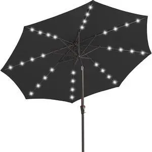 9FT Outdoor Patio Umbrella with Solar Lights, LED Lighted Pool Umbrella with Tilt and Crank, Outdoor Table Umbrellas for Deck, Yard & Market (Jet Black) 9FT Outdoor Patio Umbrella with Solar Lights, LED Lighted Pool Umbrella with Tilt and Crank, Outdoor Table Umbrellas for Deck, Yard & Market (Jet Black)