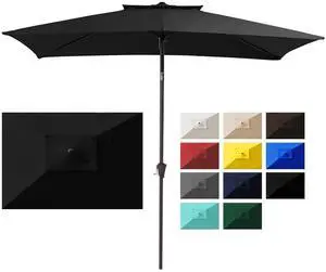6.6FT x 10FT 2-Tiers Rectangular Patio Umbrellas Outdoor Large Market Umbrella With Push Button Tilt and Crank Lift System 6 Sturdy Ribs UV Protection Waterproof Sunproof, Black 6.6FT x 10FT 2-Tiers Rectangular Patio Umbrellas Outdoor Large Market Umbrella With Push Button Tilt and Crank Lift System 6 Sturdy Ribs UV Protection Waterproof Sunproof, Black