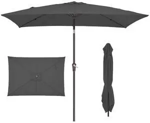 6.5x10 ft Rectangular Patio Umbrellas Rectangle Outdoor Umbrella with Push Button Tilt and Crank, Market Table Umbrella 6 Sturdy Ribs UV Protection for Poolside Garden Backyard Deck, Gray 6.5x10 ft Rectangular Patio Umbrellas Rectangle Outdoor Umbrella with Push Button Tilt and Crank, Market Table Umbrella 6 Sturdy Ribs UV Protection for Poolside Garden Backyard Deck, Gray