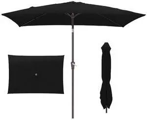 6.5x10 ft Rectangular Patio Umbrellas Rectangle Outdoor Umbrella with Push Button Tilt and Crank, Market Table Umbrella 6 Sturdy Ribs UV Protection for Poolside Garden Backyard Deck, Black 6.5x10 ft Rectangular Patio Umbrellas Rectangle Outdoor Umbrella with Push Button Tilt and Crank, Market Table Umbrella 6 Sturdy Ribs UV Protection for Poolside Garden Backyard Deck, Black