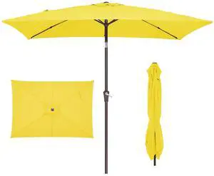 6.5x10 ft Rectangular Patio Umbrellas Outdoor Market Umbrella with Push Button Tilt and Crank, Rectangle Table Umbrella 6 Sturdy Ribs UV Protection for Pool Garden Backyard Deck, Yellow 6.5x10 ft Rectangular Patio Umbrellas Outdoor Market Umbrella with Push Button Tilt and Crank, Rectangle Table Umbrella 6 Sturdy Ribs UV Protection for Pool Garden Backyard Deck, Yellow