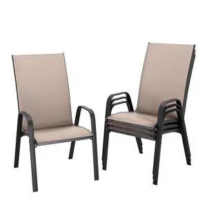 Patio Dining Chairs Set of 4, Outdoor Stackable Dining Furniture Set, All Weather Dining Set for Garden, Backyard, Poolside, Lawn, Brown Patio Dining Chairs Set of 4, Outdoor Stackable Dining Furniture Set, All Weather Dining Set for Garden, Backyard, Poolside, Lawn, Brown