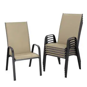 Patio Dining Chairs Set of 6, Outdoor Stackable Dining Furniture Set, All Weather Dining Set for Garden, Backyard, Poolside, Lawn, Beige Patio Dining Chairs Set of 6, Outdoor Stackable Dining Furniture Set, All Weather Dining Set for Garden, Backyard, Poolside, Lawn, Beige