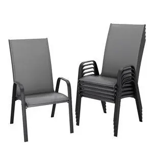 Patio Dining Chairs Set of 6, Outdoor Stackable Dining Furniture Set, All Weather Dining Set for Lawn, Garden, Backyard, Poolside, Grey Patio Dining Chairs Set of 6, Outdoor Stackable Dining Furniture Set, All Weather Dining Set for Lawn, Garden, Backyard, Poolside, Grey