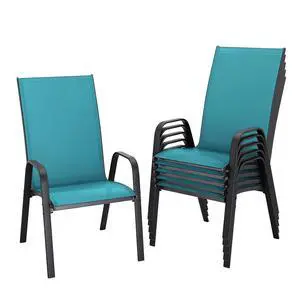 Patio Dining Chairs Set of 6, Outdoor Stackable Dining Furniture Set, All Weather Dining Set for Lawn, Garden, Backyard, Poolside, Peacock Blue Patio Dining Chairs Set of 6, Outdoor Stackable Dining Furniture Set, All Weather Dining Set for Lawn, Garden, Backyard, Poolside, Peacock Blue