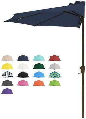 9ft Half Umbrella Outdoor Patio Umbrella Market Umbrella with Crank, 1/2 Round Wall Umbrella 5 Sturdy Ribs UV Protection for Pool Garden Balcony Deck, Purplish Blue 9ft Half Umbrella Outdoor Patio Umbrella Market Umbrella with Crank, 1/2 Round Wall Umbrella 5 Sturdy Ribs UV Protection for Pool Garden Balcony Deck, Purplish Blue