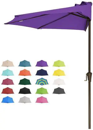 9ft Half Umbrella Outdoor Patio Umbrella Market Umbrellas with Crank, 1/2 Round Wall Umbrella 5 Sturdy Ribs UV Protection for Pool Garden Balcony Deck, Grape Purple 9ft Half Umbrella Outdoor Patio Umbrella Market Umbrellas with Crank, 1/2 Round Wall Umbrella 5 Sturdy Ribs UV Protection for Pool Garden Balcony Deck, Grape Purple