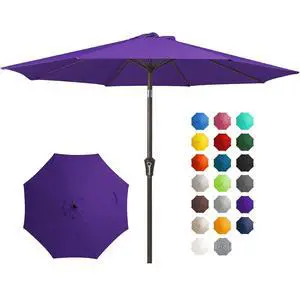 10FT Outdoor Patio Umbrella Outdoor Table Umbrella with Push Button Tilt and Crank, Market Umbrella 8 Sturdy Ribs UV Protection Waterproof for Pool, Garden (Dark Purple) 10FT Outdoor Patio Umbrella Outdoor Table Umbrella with Push Button Tilt and Crank, Market Umbrella 8 Sturdy Ribs UV Protection Waterproof for Pool, Garden (Dark Purple)