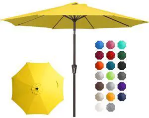 10FT Outdoor Patio Umbrella Outdoor Table Umbrella with Push Button Tilt and Crank, Market Umbrella 8 Sturdy Ribs UV Protection Waterproof for Pool, Garden (Yellow) 10FT Outdoor Patio Umbrella Outdoor Table Umbrella with Push Button Tilt and Crank, Market Umbrella 8 Sturdy Ribs UV Protection Waterproof for Pool, Garden (Yellow)