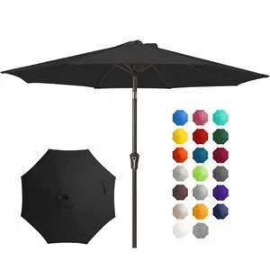 10FT Outdoor Patio Umbrella Outdoor Table Umbrella with Push Button Tilt and Crank, Market Umbrella 8 Sturdy Ribs UV Protection Waterproof for Pool, Garden (Black) 10FT Outdoor Patio Umbrella Outdoor Table Umbrella with Push Button Tilt and Crank, Market Umbrella 8 Sturdy Ribs UV Protection Waterproof for Pool, Garden (Black)