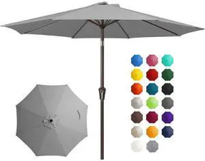 10FT Outdoor Patio Umbrella Outdoor Table Umbrella with Push Button Tilt and Crank, Market Umbrella 8 Sturdy Ribs UV Protection Waterproof for Pool, Garden (Light Gray) 10FT Outdoor Patio Umbrella Outdoor Table Umbrella with Push Button Tilt and Crank, Market Umbrella 8 Sturdy Ribs UV Protection Waterproof for Pool, Garden (Light Gray)