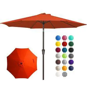 10FT Outdoor Patio Umbrella Outdoor Table Umbrella with Push Button Tilt and Crank, Market Umbrella 8 Sturdy Ribs UV Protection Waterproof for Pool, Garden (Orange) 10FT Outdoor Patio Umbrella Outdoor Table Umbrella with Push Button Tilt and Crank, Market Umbrella 8 Sturdy Ribs UV Protection Waterproof for Pool, Garden (Orange)